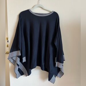 Tommy Hilfiger Drop Sleeve Navy Poncho Sweater